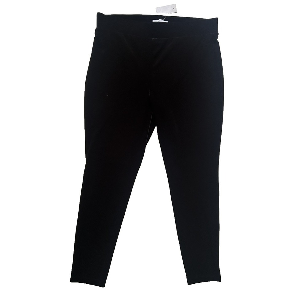 NWT Black Velvet Striaght Leg Pullon Closet Staple Quiet Luxury Size XL